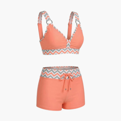 Camryn | Women’s Elastic Waistband Two-Piece Swimsuit Set with Shorts