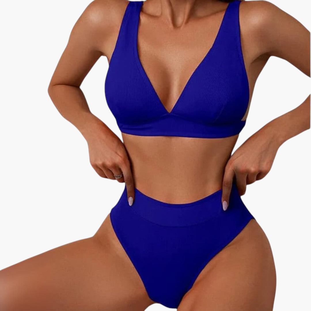 Reese | Women’s Ribbed Wide Strap High-Waisted Two-Piece Bikini Set