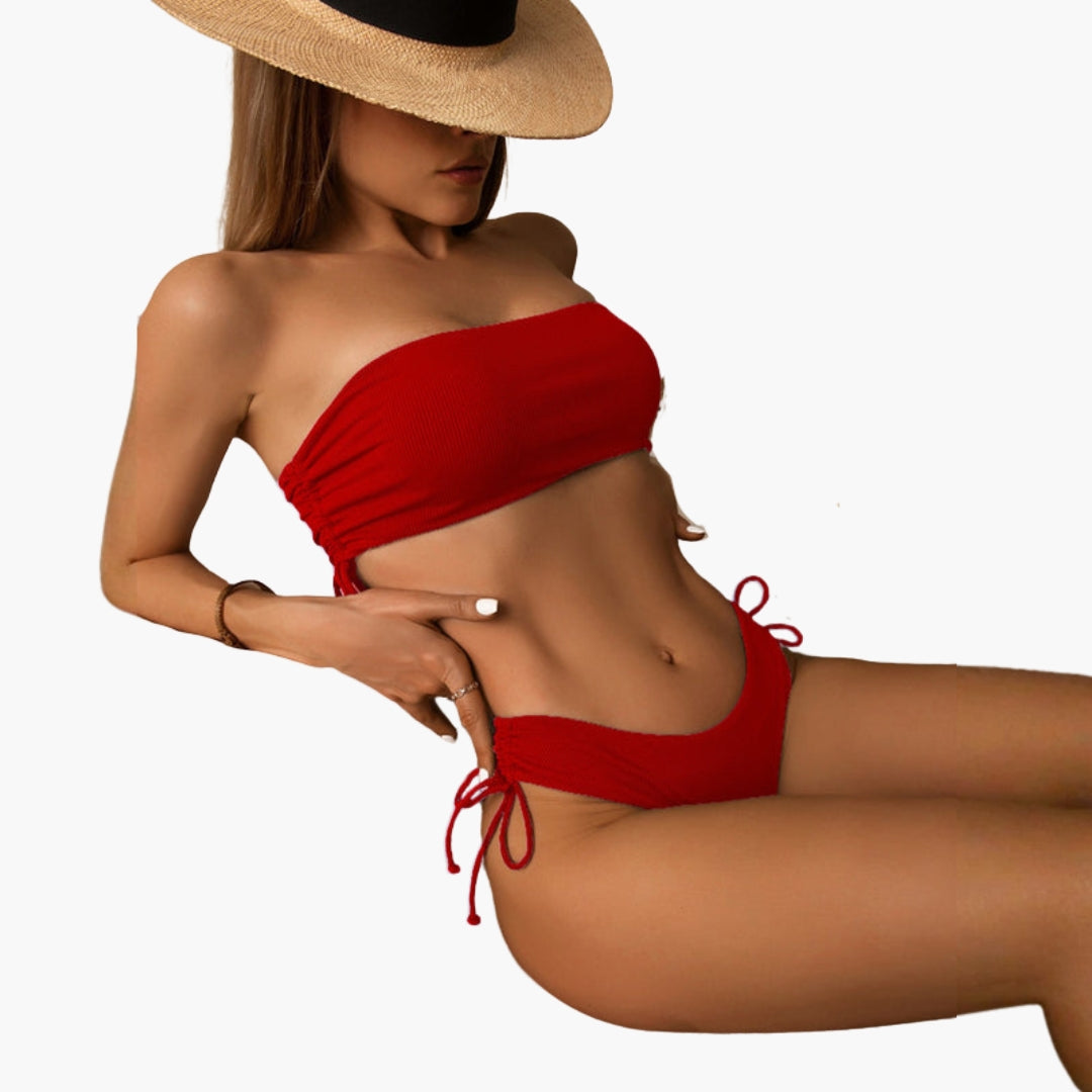 Ariana | Women’s Bandeau Top Two-Piece Bikini Set with Tie-Side Bottom