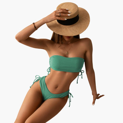 Ariana | Women’s Bandeau Top Two-Piece Bikini Set with Tie-Side Bottom