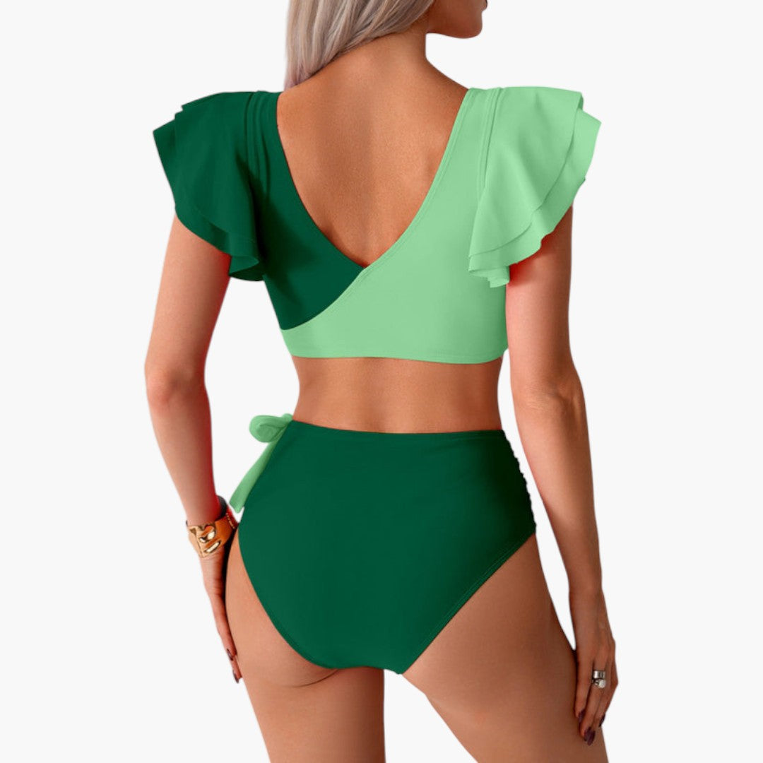 Mallory | Women’s Two-Piece Swimsuit Set with Ruffled Sleeves