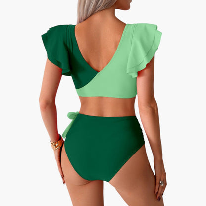Mallory | Women’s Two-Piece Swimsuit Set with Ruffled Sleeves