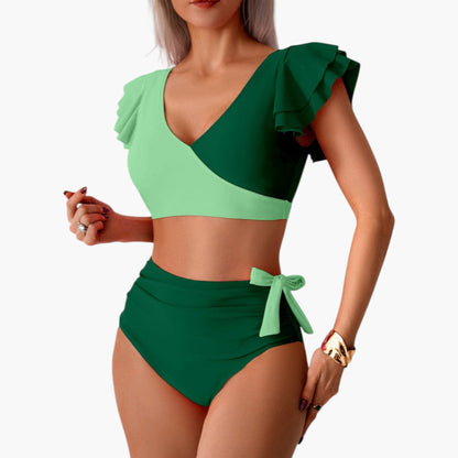 Mallory | Women’s Two-Piece Swimsuit Set with Ruffled Sleeves