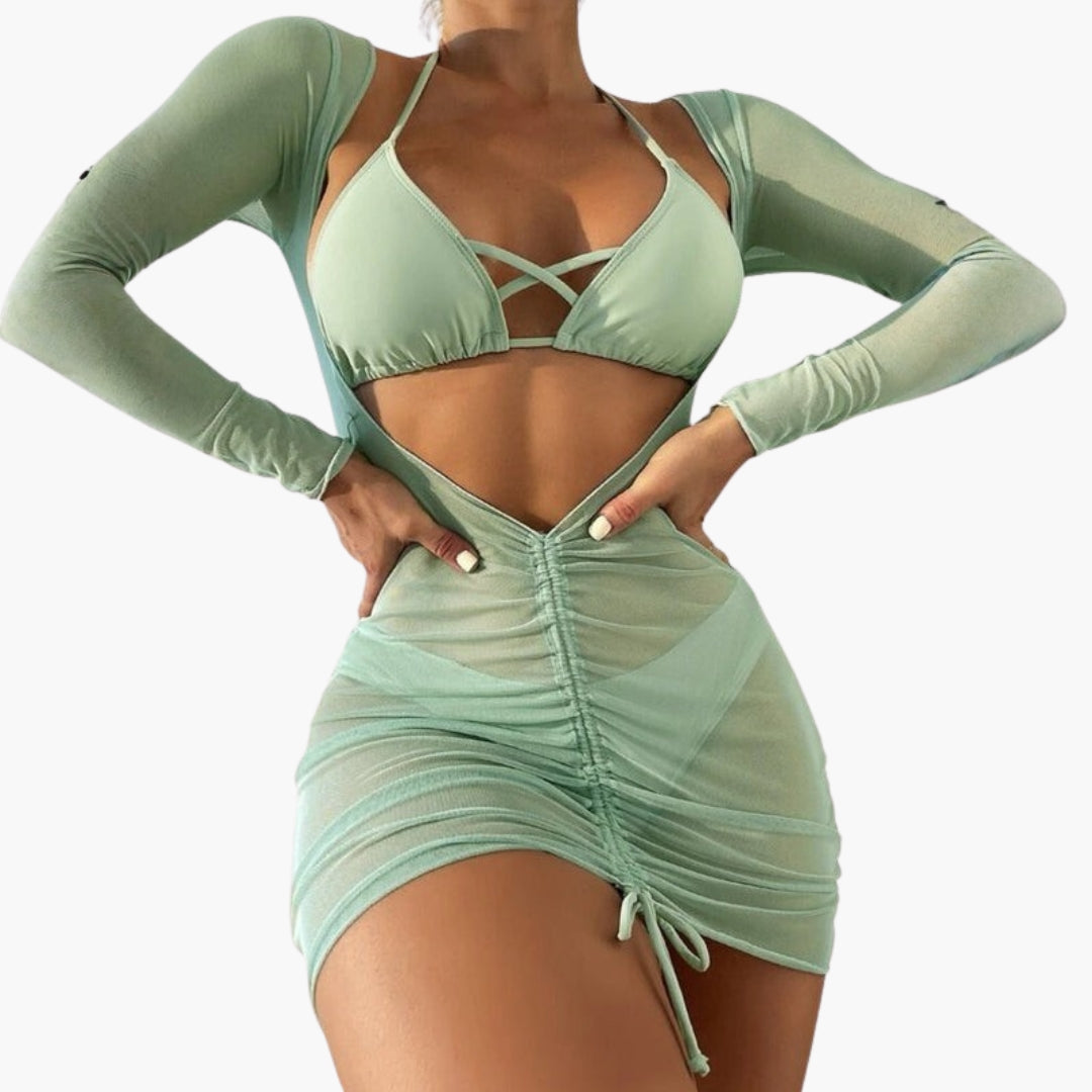 Zinnia | Women’s Three-Piece Swimsuit Set with Long Gauze Skirt