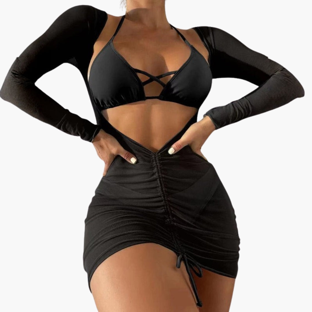 Zinnia | Women’s Three-Piece Swimsuit Set with Long Gauze Skirt