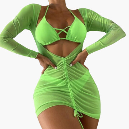 Zinnia | Women’s Three-Piece Swimsuit Set with Long Gauze Skirt