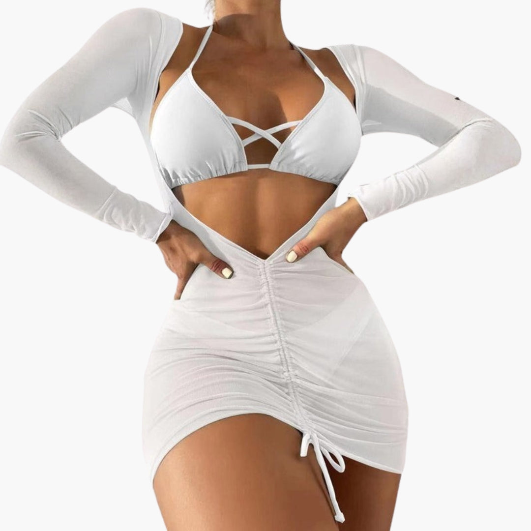 Zinnia | Women’s Three-Piece Swimsuit Set with Long Gauze Skirt
