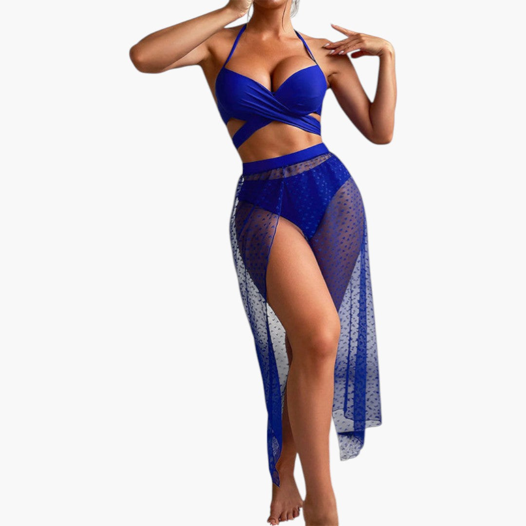 Selene | Women’s Three-Piece Swimsuit Set with Mesh Skirt