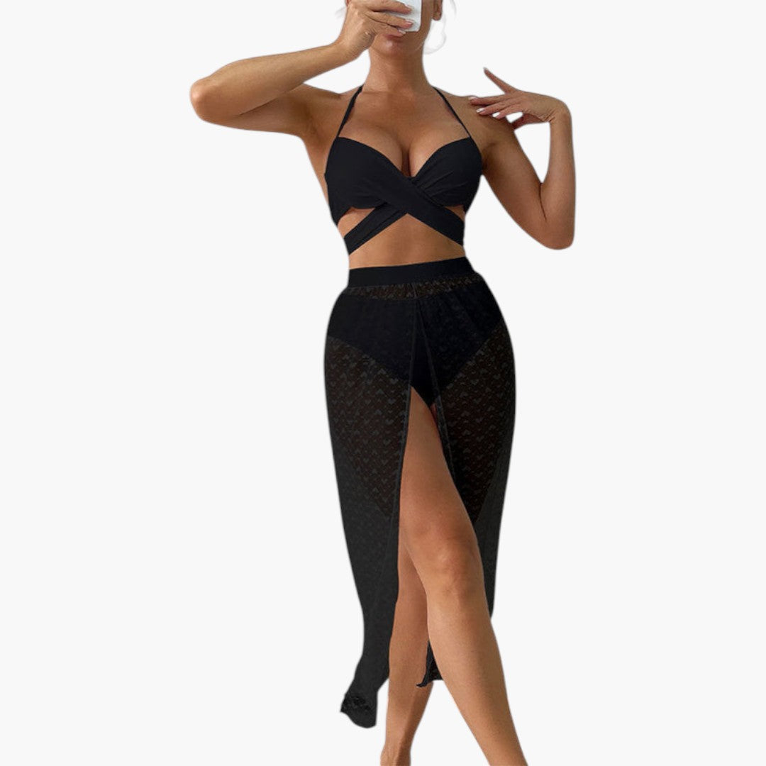 Selene | Women’s Three-Piece Swimsuit Set with Mesh Skirt