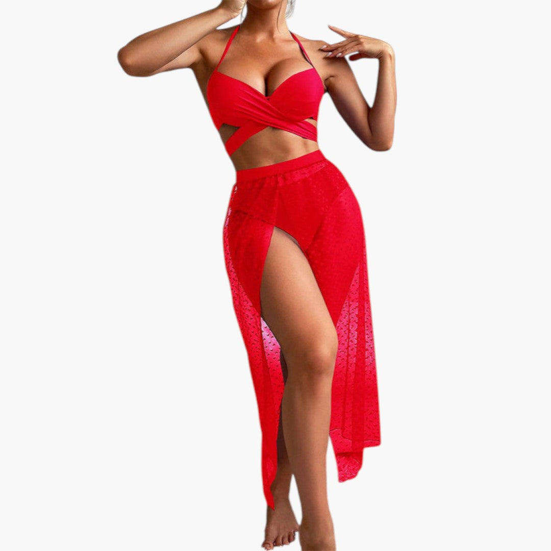 Selene | Women’s Three-Piece Swimsuit Set with Mesh Skirt
