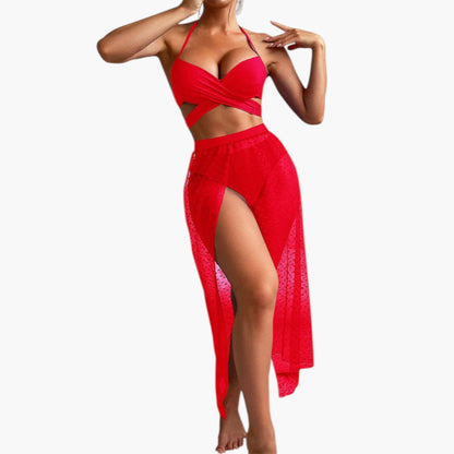 Selene | Women’s Three-Piece Swimsuit Set with Mesh Skirt