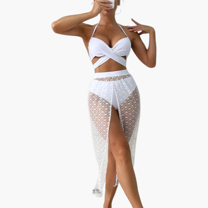 Selene | Women’s Three-Piece Swimsuit Set with Mesh Skirt