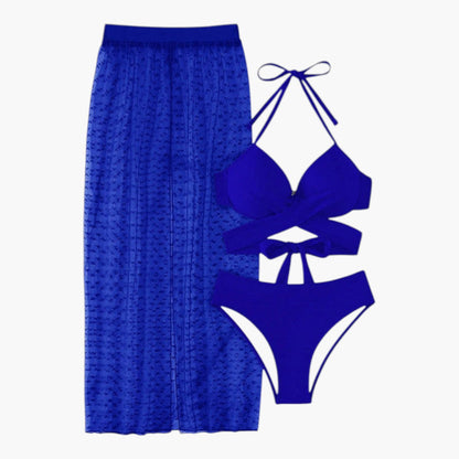 Selene | Women’s Three-Piece Swimsuit Set with Mesh Skirt
