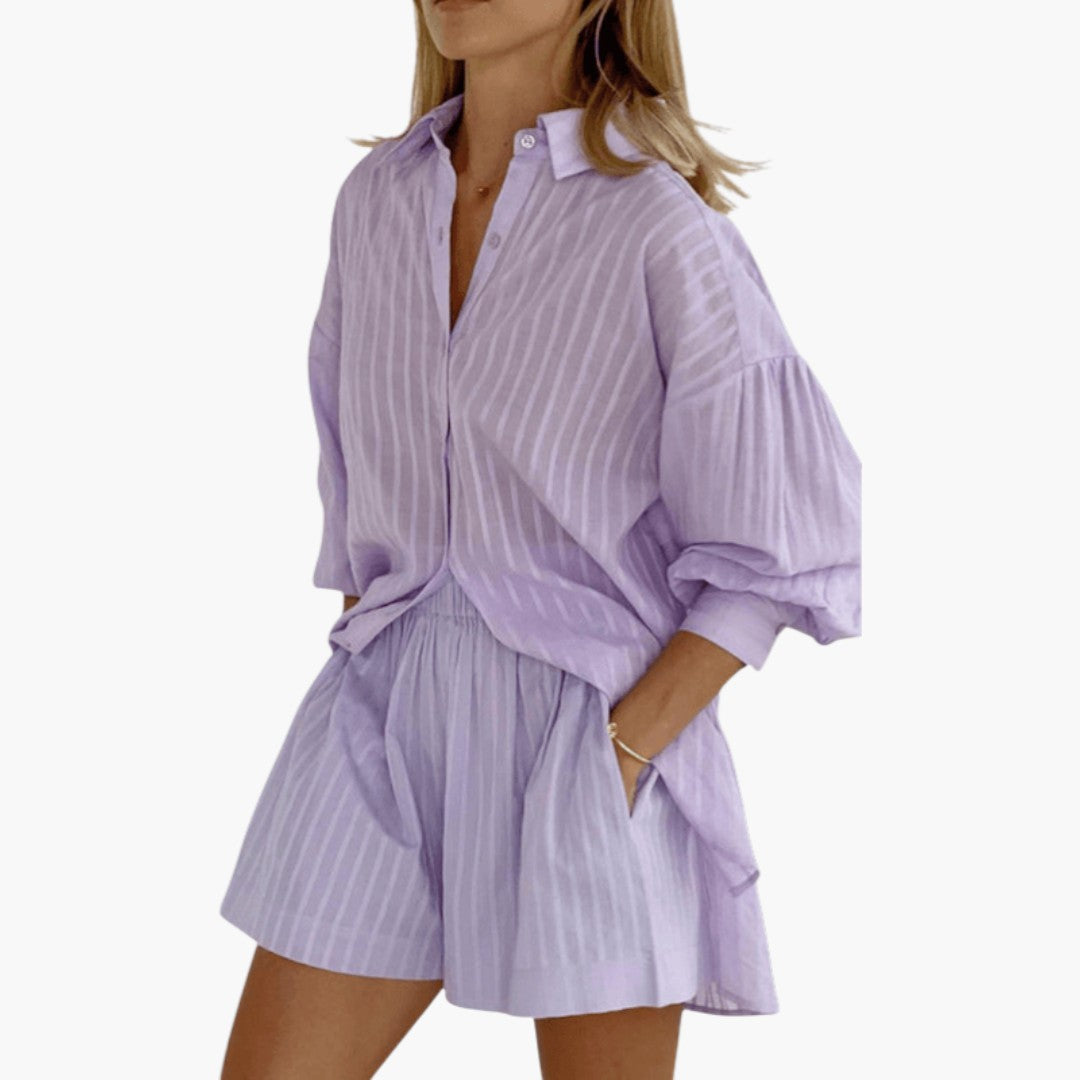 Harlow | Women’s Two-Piece Summer Set with Buttoned Shirt