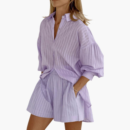 Harlow | Women’s Two-Piece Summer Set with Buttoned Shirt