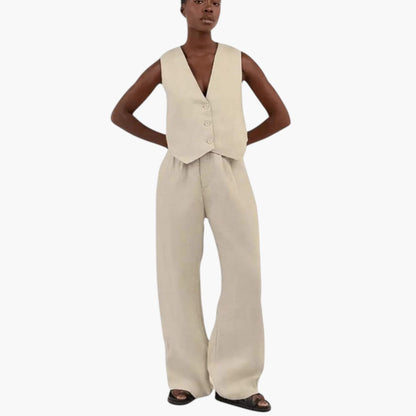 Sabrina | Women’s Two-Piece Summer Set with V-Neck Top