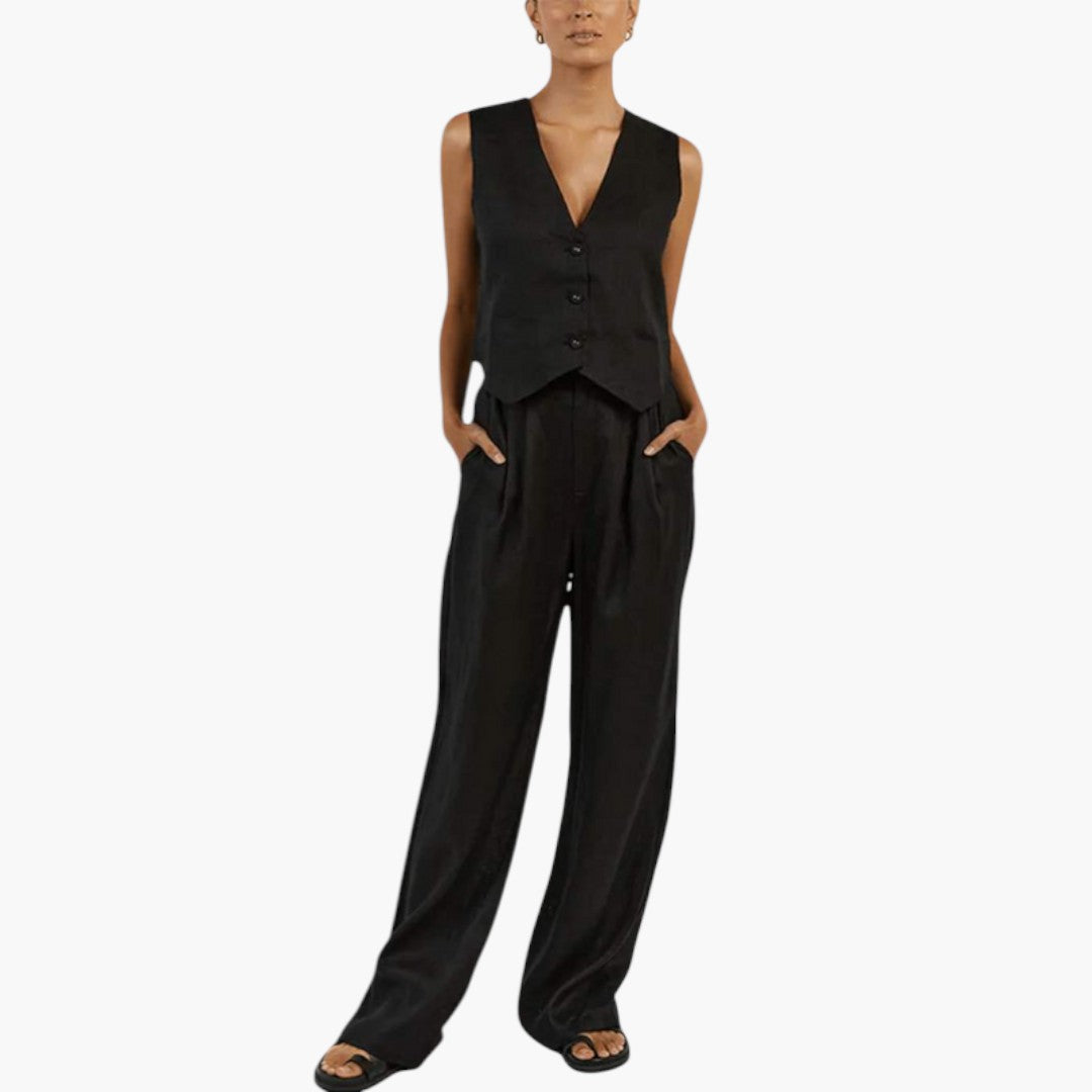 Sabrina | Women’s Two-Piece Summer Set with V-Neck Top
