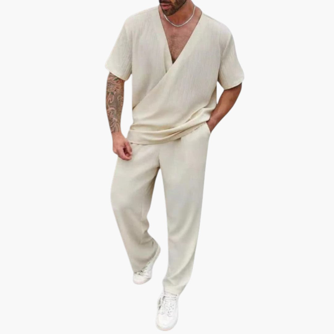 Stellan | Men’s Two-Piece Summer Set with V-Neck Top
