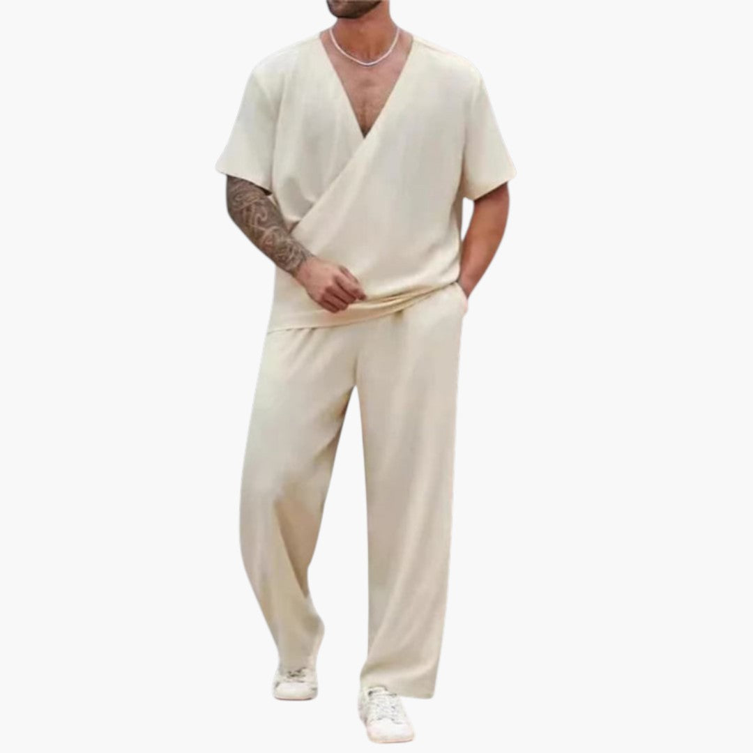 Stellan | Men’s Two-Piece Summer Set with V-Neck Top