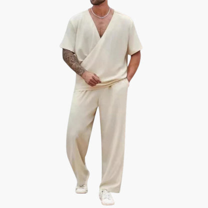 Stellan | Men’s Two-Piece Summer Set with V-Neck Top