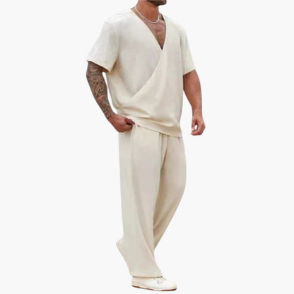 Stellan | Men’s Two-Piece Summer Set with V-Neck Top