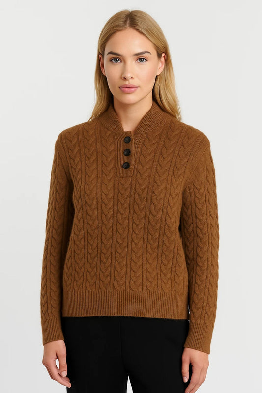 Sally | Women’s Cable-Knit Sweater with Buttoned Collar