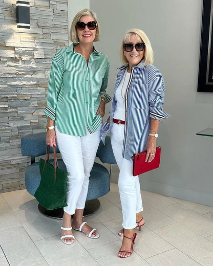 Lilibet | Women’s Striped Casual Button-Front Blouse