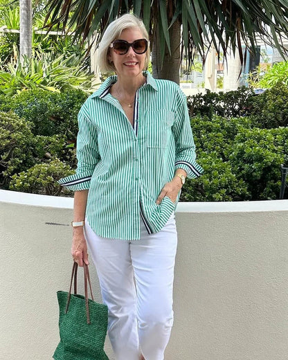 Lilibet | Women’s Striped Casual Button-Front Blouse