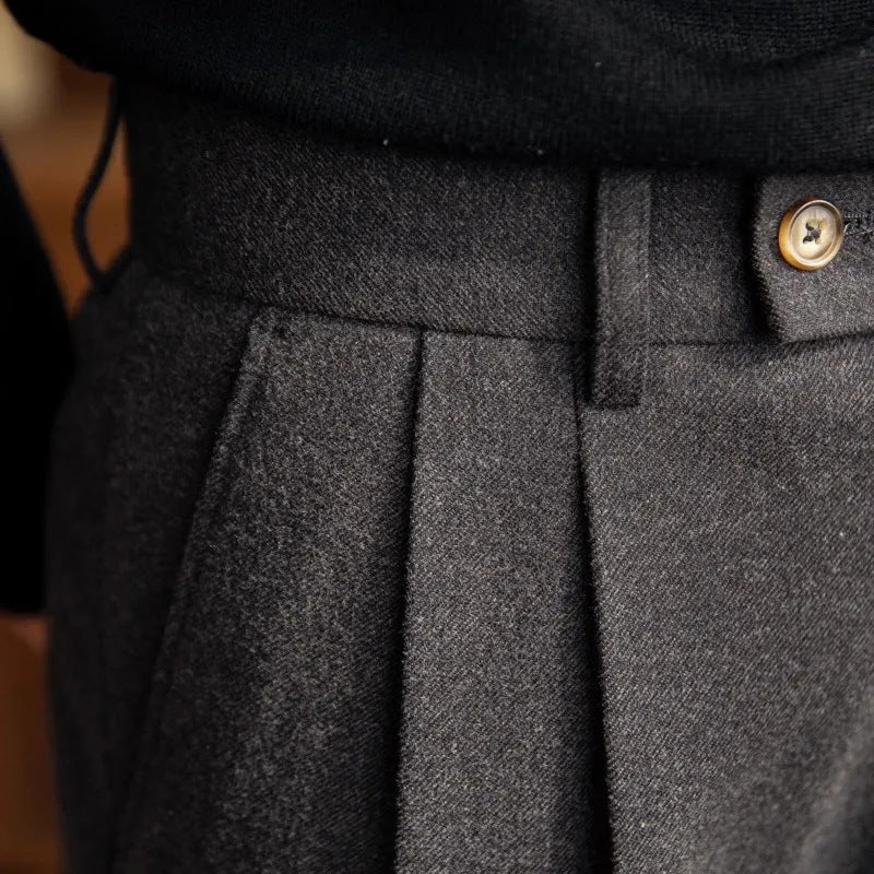 Brian | Men’s High-Waisted Pleated Straight Trousers