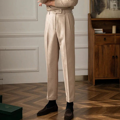 Brian | Men’s High-Waisted Pleated Straight Trousers