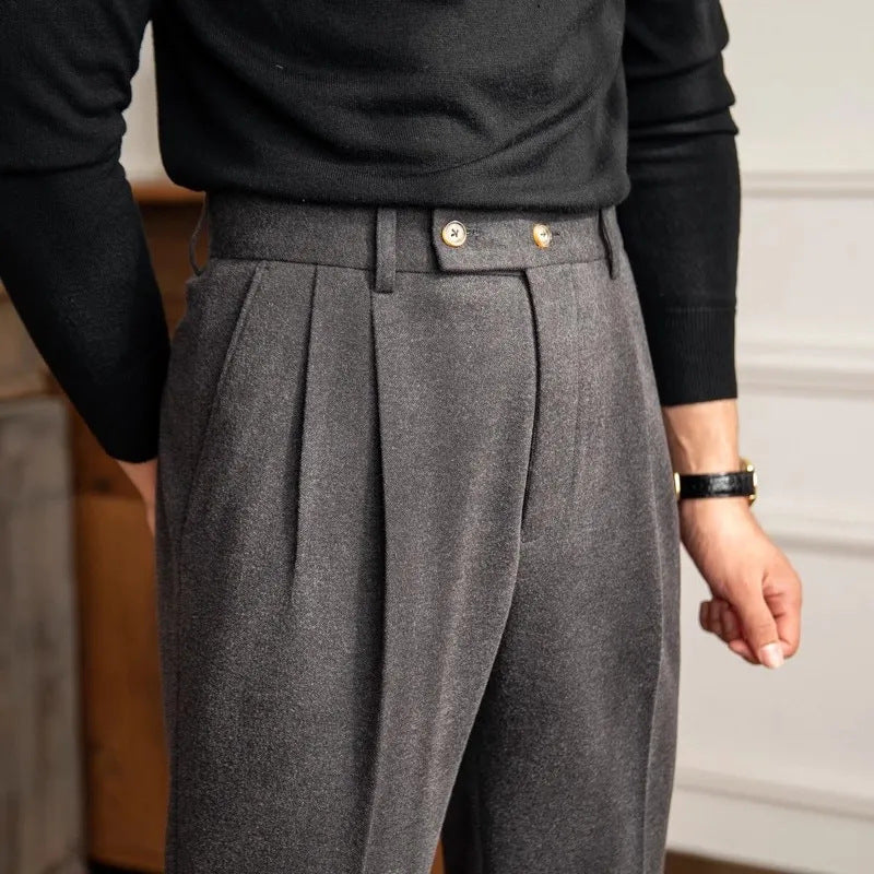 Brian | Men’s High-Waisted Pleated Straight Trousers