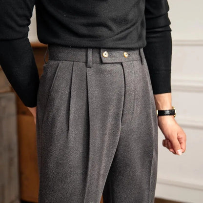 Brian | Men’s High-Waisted Pleated Straight Trousers