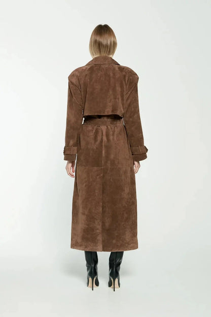 Clara | Women’s Long Belted Trench Coat with Lapel Collar
