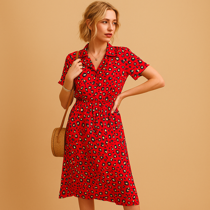 Jolene | Women’s Midi Summer Dress with V-Neck Wrap Front