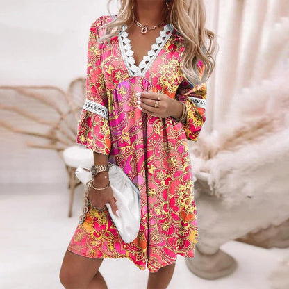 Harper | Women’s Bohemian V-Neck Midi Dress