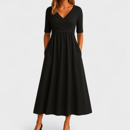 Donnah | Women’s Elegant V-Neck Spring Midi Dress