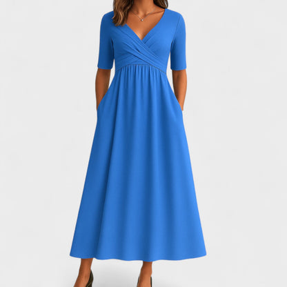 Donnah | Women’s Elegant V-Neck Spring Midi Dress