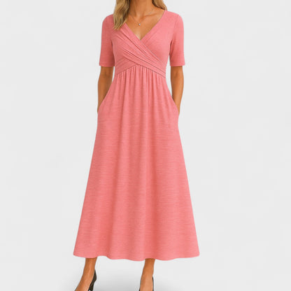 Donnah | Women’s Elegant V-Neck Spring Midi Dress