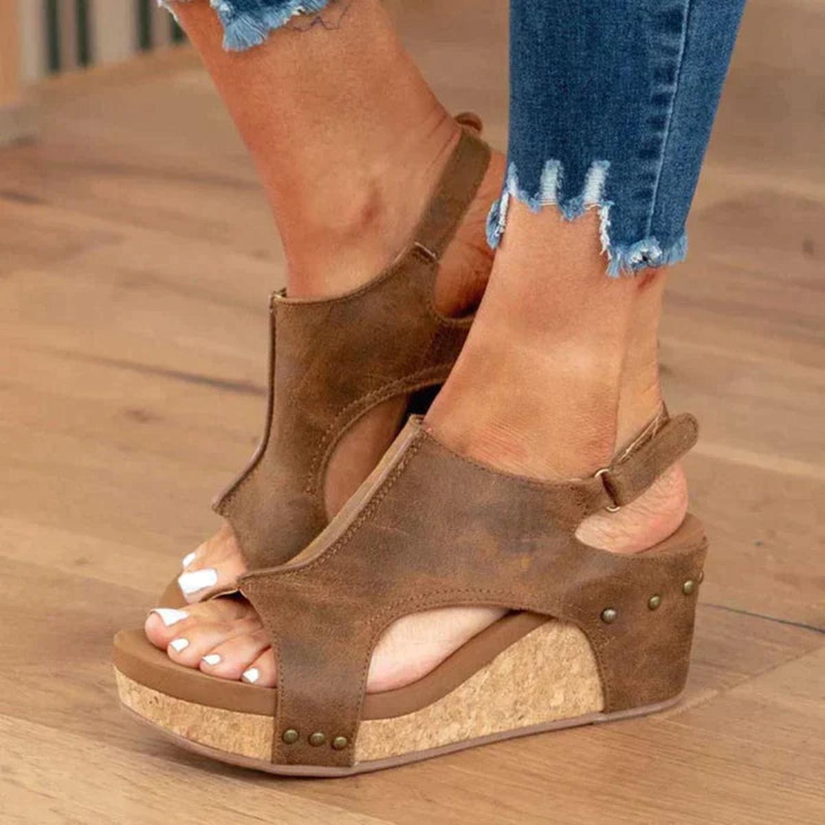 Tansy | Women’s Slip-On Open Toe Wedge Sandals