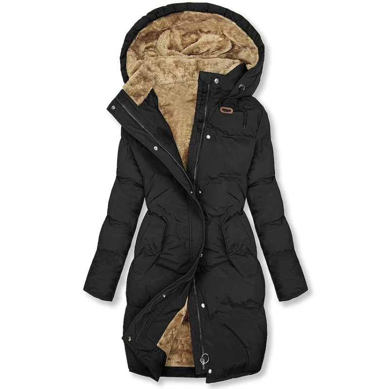 Maurie | Women’s Long Hooded Winter Jacket with Full Zip Closure
