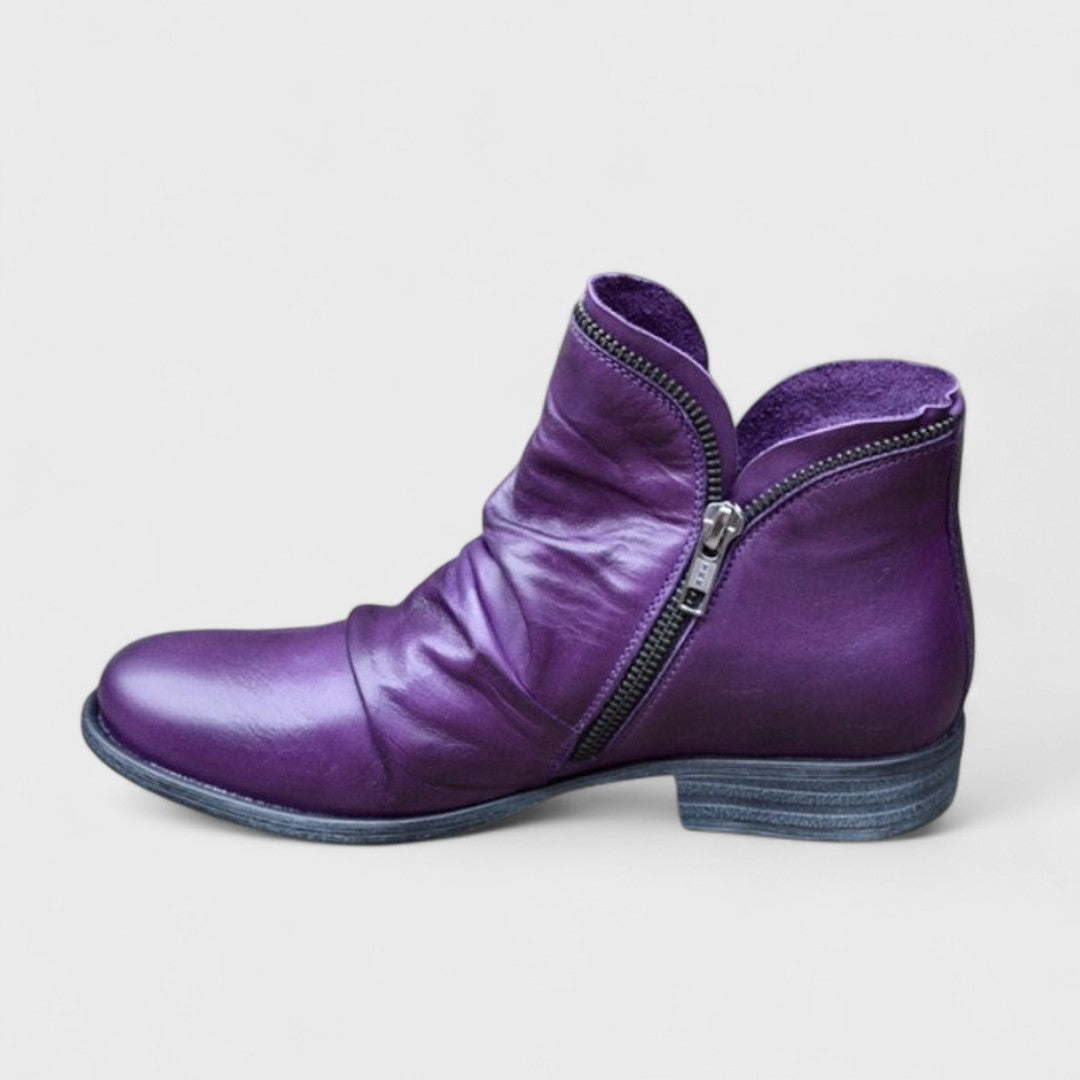 Violet | Women’s Leather Side-Zip Short Ankle Boots