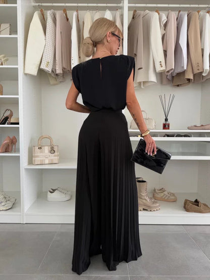 Gina | Women’s Chic Pleated Trousers and Top Set
