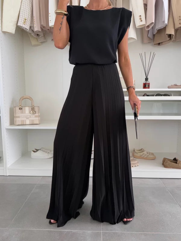 Gina | Women’s Chic Pleated Trousers and Top Set