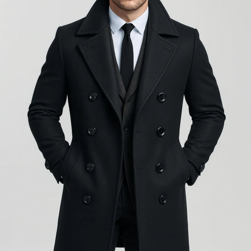 Nathan | Men’s Formal Double-Breasted Long Trench Coat