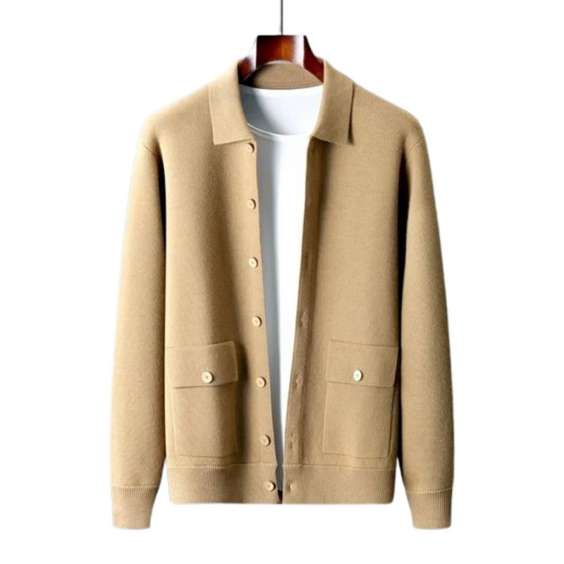 Nathan | Men’s Ribbed Trim Knit Cardigan Jacket