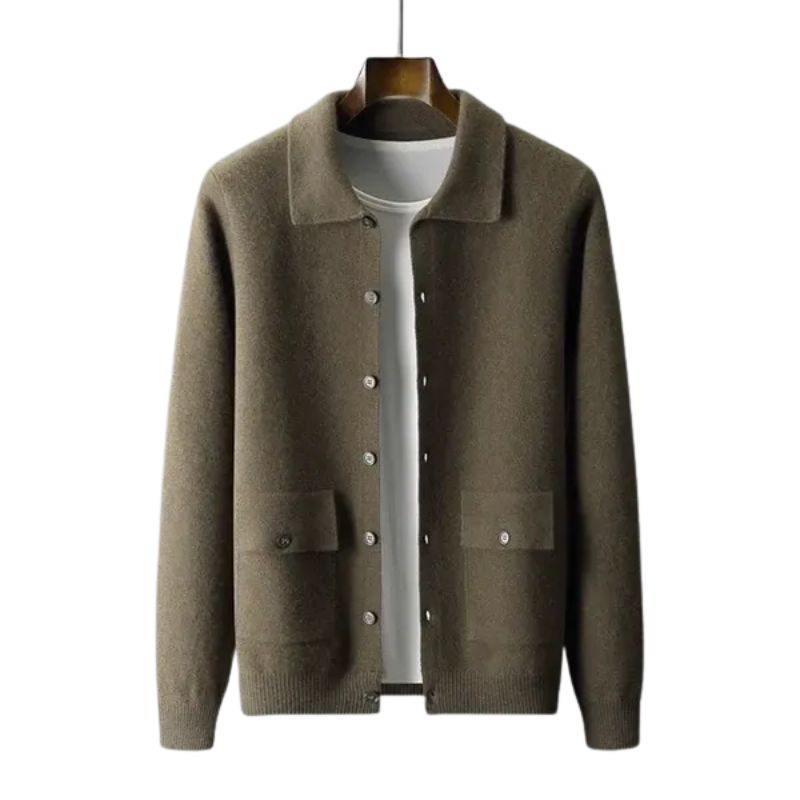 Nathan | Men’s Ribbed Trim Knit Cardigan Jacket