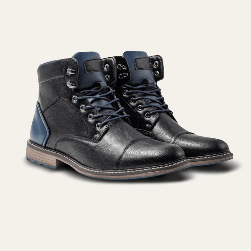 June | Men’s Lace-Up Leather Ankle Boots with Stitch Detail