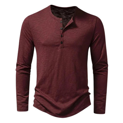 Theo | Men’s Long Sleeve Henley Shirt with Button Neck