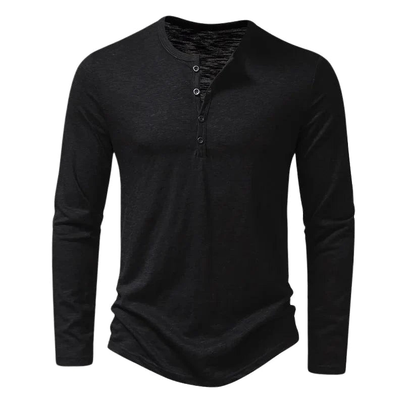 Theo | Men’s Long Sleeve Henley Shirt with Button Neck