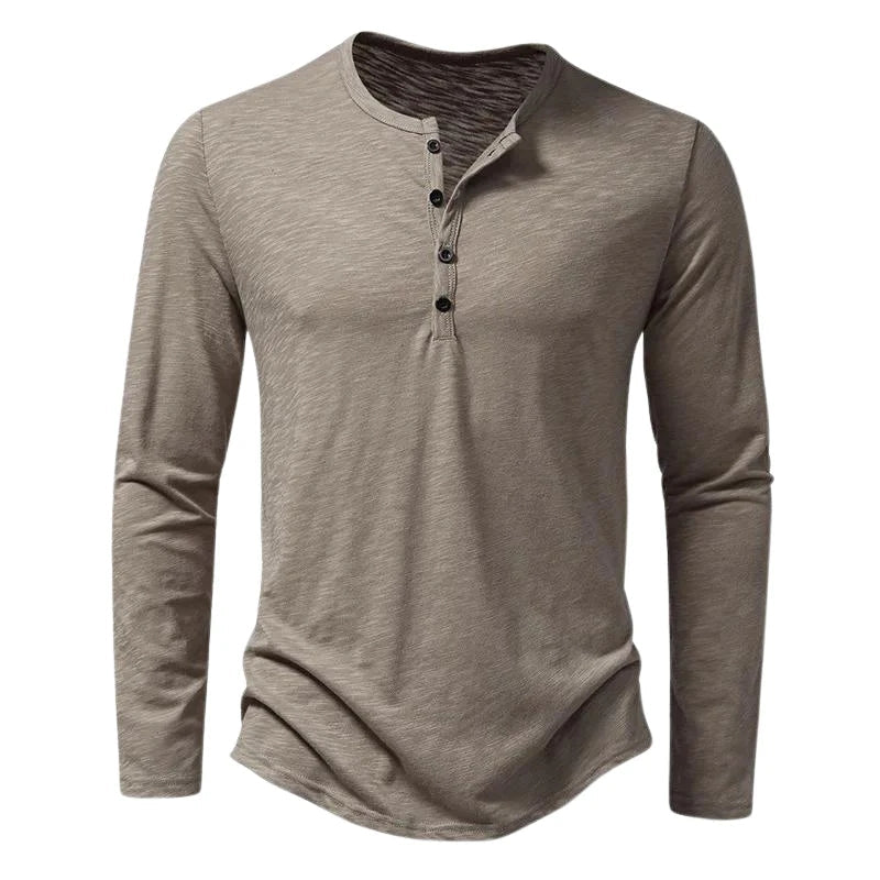 Theo | Men’s Long Sleeve Henley Shirt with Button Neck